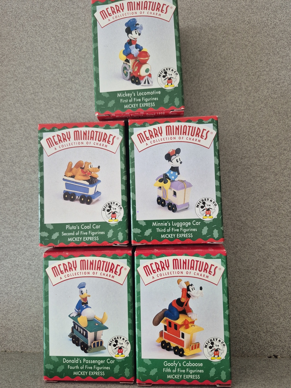 Vintage 1998 Hallmark Merry Miniatures Mickey Express Set